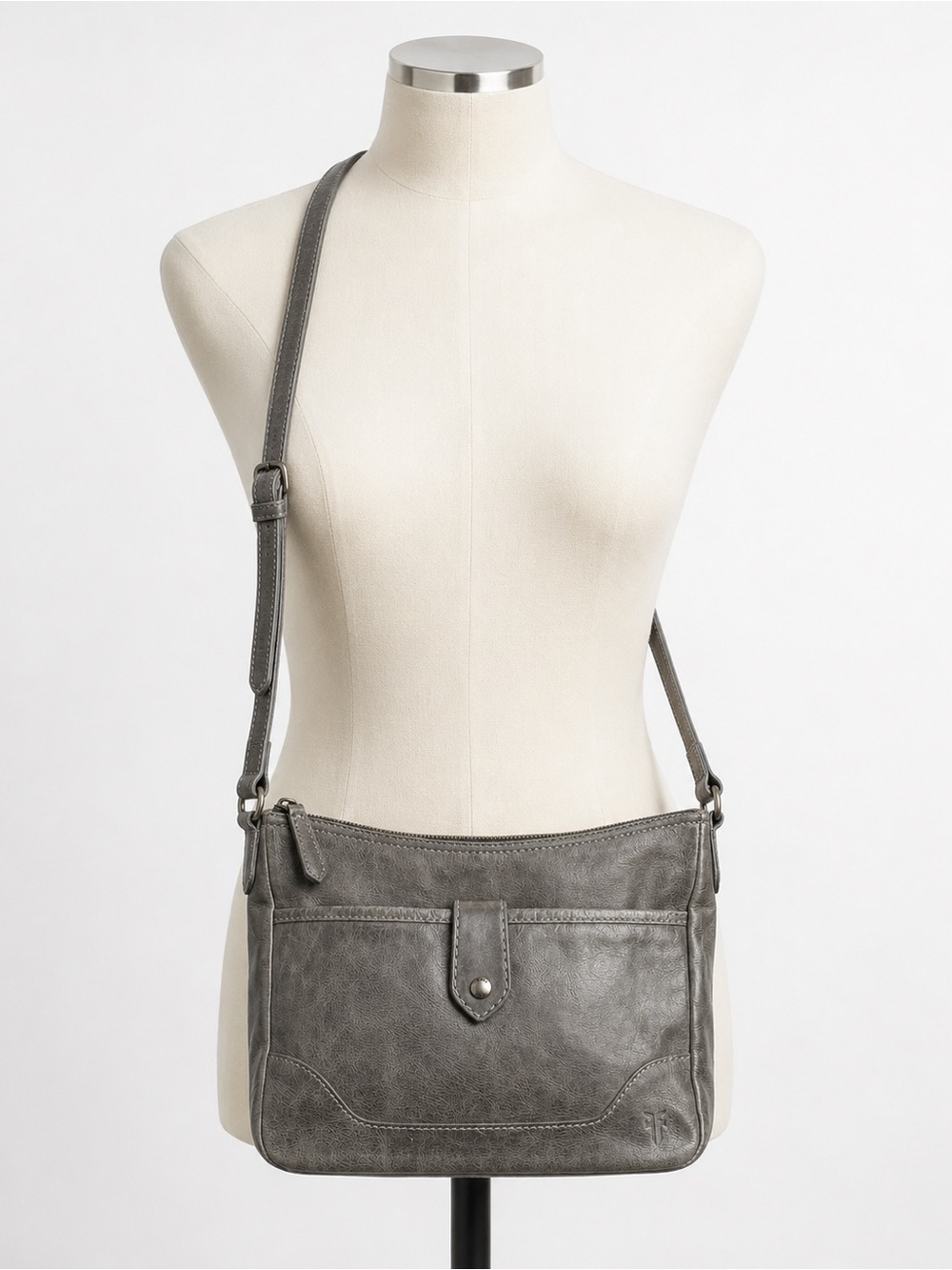 Frye Melissa Button Crossbody Bag Ice Gray Leather NWT Dust Bag Included $348